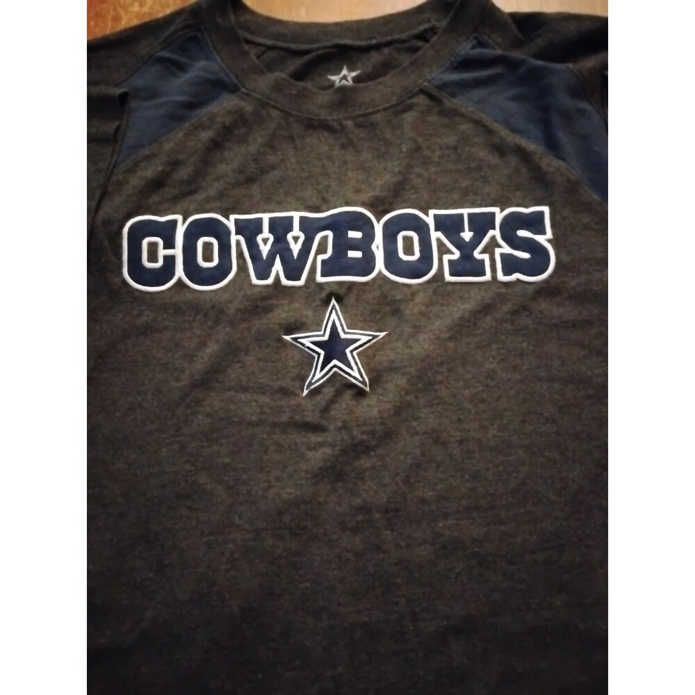 Dallas Cowboys Authentic Men's Sz.M Grey/Blue Colorblock Embroidered T-shirt